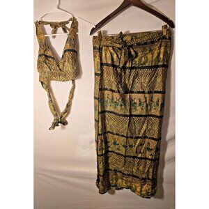 Wenger Hawaiian Inspirations 2 Piece Set Outfit Wrap Skirt Bikini Top Free Size